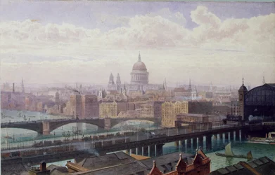 Widok Londynu z mostu Southwark na St Paul